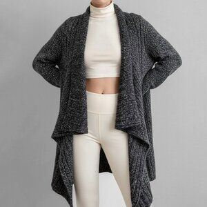 Eileen Fisher Suri Baby Alpaca Wool Cardigan Sweater XS Black Drape Waterfall